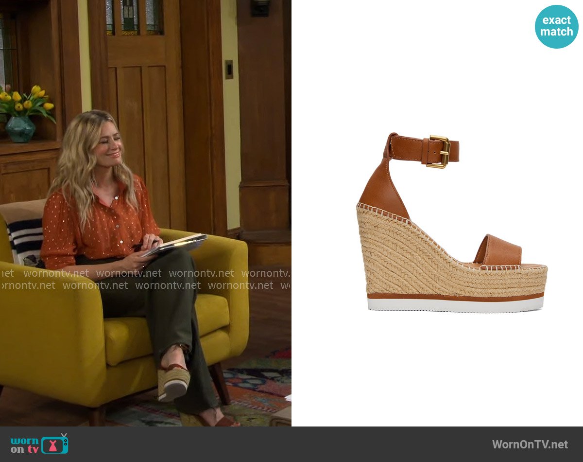 See by Chloe Glyn Wedge worn by Gemma (Beth Behrs) on The Neighborhood