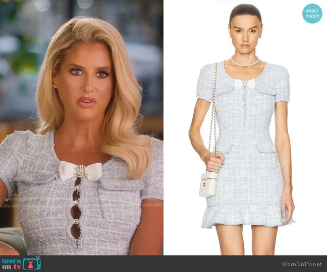 Self Portrait Check Knit Mini Dress in Blue worn by Emma Hernan on Selling Sunset