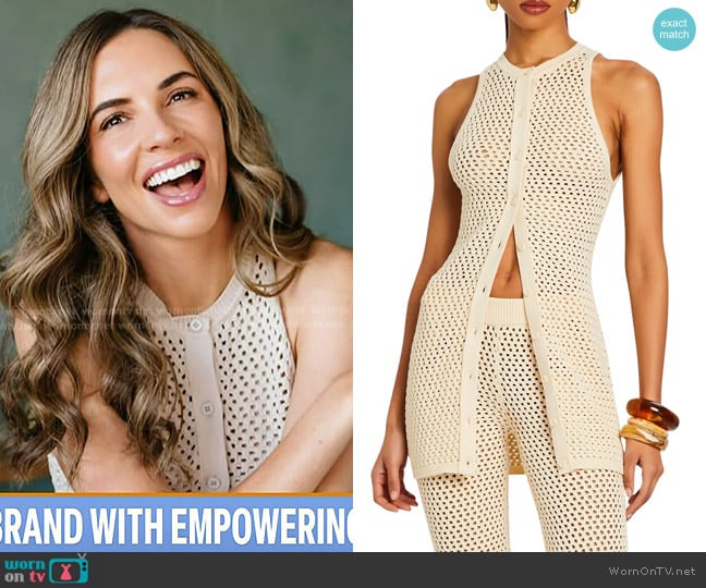Ser.o.ya Tilli Knit Crochet Vest Top in Cream worn by Jordan Harper on Today