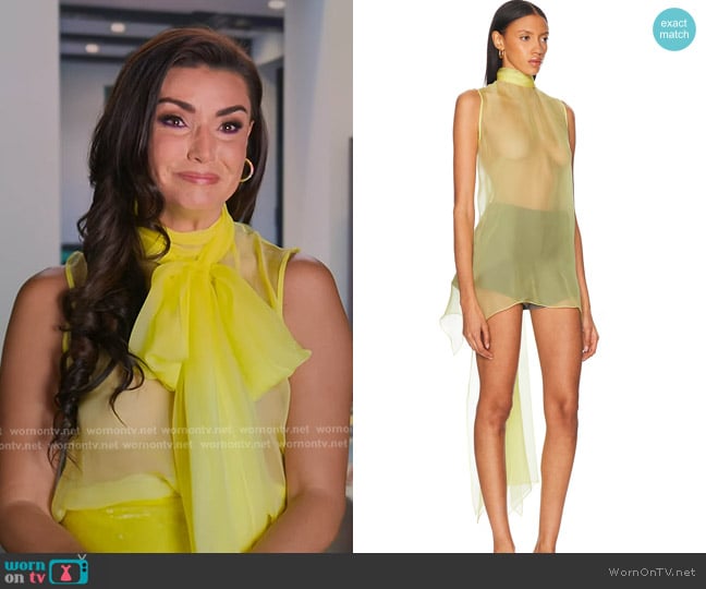 Sev Open Back Voile Top in Lima worn by Bronwyn Newport on The Real Housewives of Salt Lake City