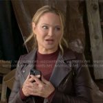 Sharon’s purple leather moto jacket on The Young and the Restless