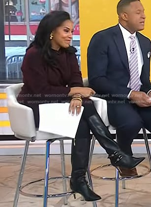 Sheinelle's black double buckle boots on Today