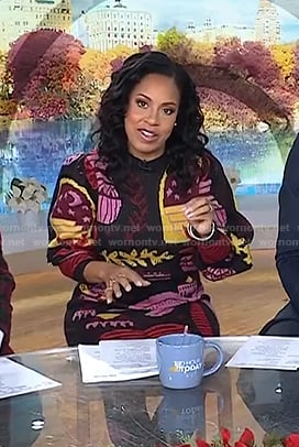Sheinelle's black printed sweater dress on Today