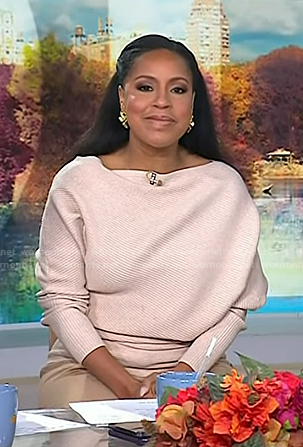 Sheinelle’s pink draped ribbed sweater on Today