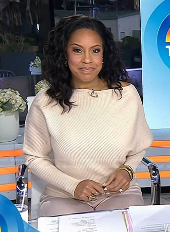 Sheinelle’s pink draped ribbed sweater on Today