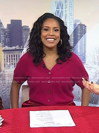 Sheinelle's pink short sleeve cardigan on Today