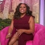 Sherri’s burgundy fringe hem dress on Sherri