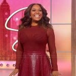 Sherri’s maroon mixed media dress on Sherri