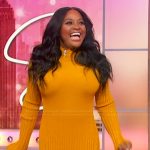 Sherri’s yellow ribbed turtleneck dress on Sherri