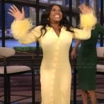 Sherri’s yellow feather cuff dress on Live with Kelly and Mark