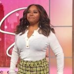 Sherri’s yellow tweed mini skirt and top on Sherri