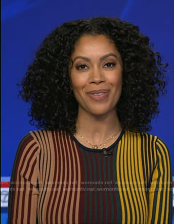 Shirleen’s multicolor stripe knit dress on Good Morning America