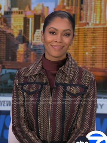Shirleen's tweed zip jacket on Good Morning America