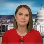 Elisabeth's red ribbed short sleeve cardigan on Good Morning America