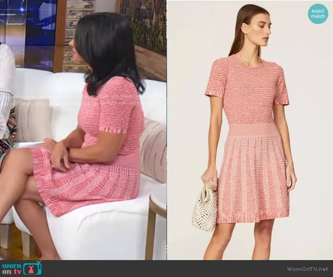 Shoshanna Coral Rib Knit Dress worn by Dr. Tara Narula on Good Morning America