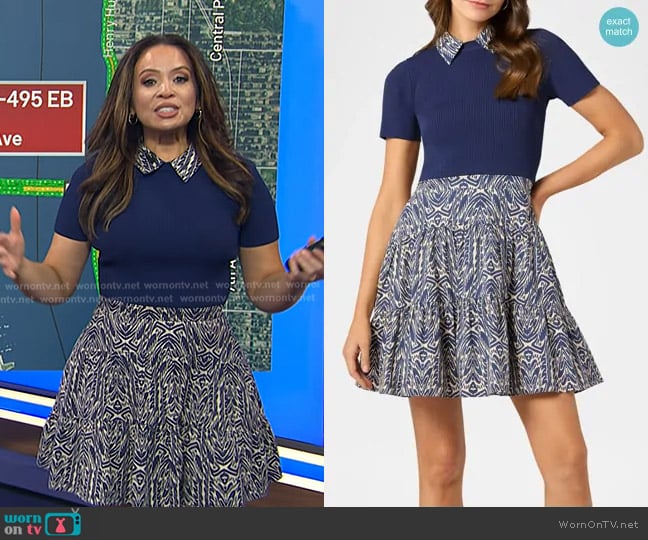 Shoshanna Lena Tiered Mixed Media Mini Dress worn by Adelle Caballero on Today