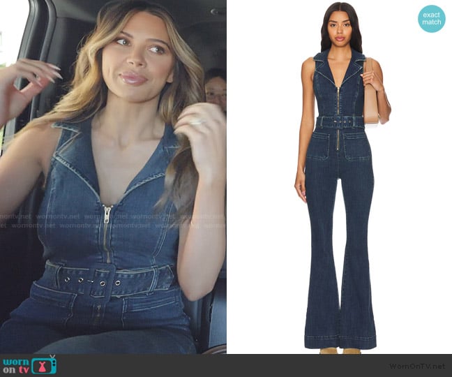 Demi’s sleeveless denim jumpsuit on SLOMW