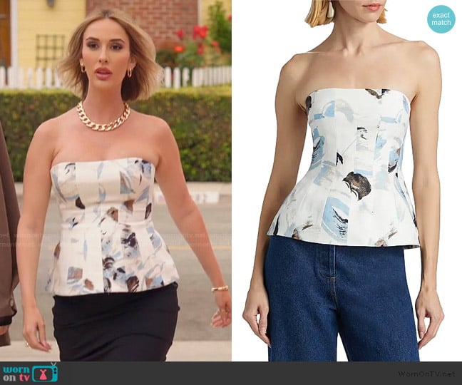 Significant Other Rosalie Abstract Print Cotton Strapless Top worn by Ashtyn Zerboni (Ashtyn Zerboni) on Selling the OC