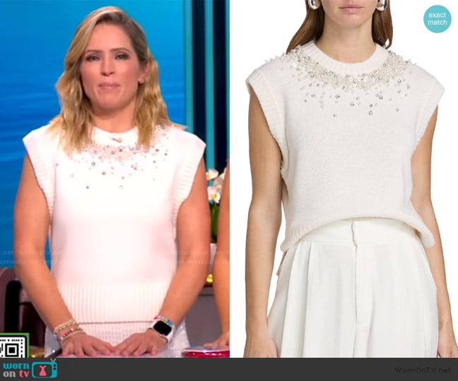 Sara’s white embellished vest on The View Sara’s white embellished vest on The View