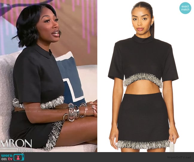 Simkhai Jalen Fringe Hem Cropped Top worn by Loren Lorosa on Tamron Hall Show