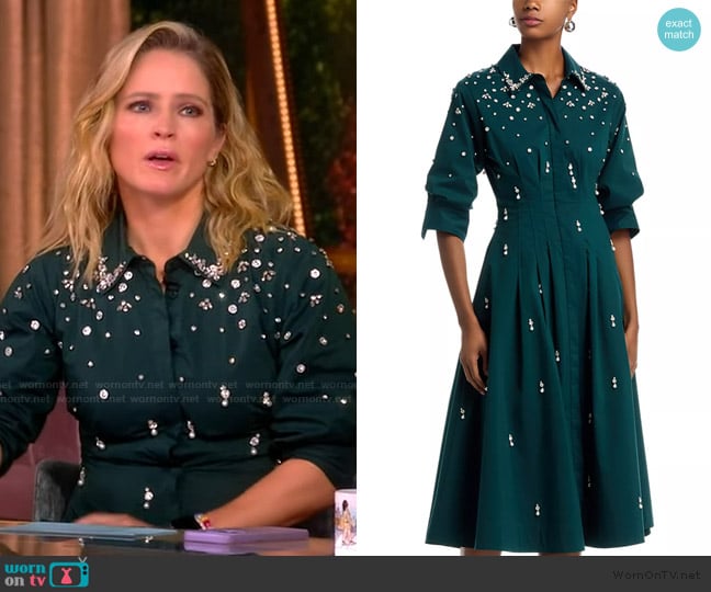 Sara’s green embellished shirtdress on The View