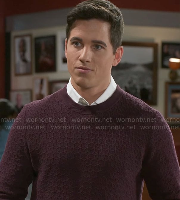 Smitty's burgundy textured sweater on Beyond the Gates