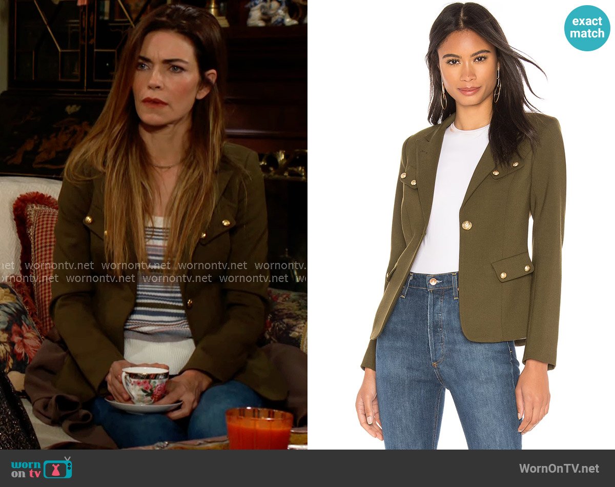 Smythe Classic Blazer in Army worn by Victoria Newman (Amelia Heinle) on The Young and the Restless