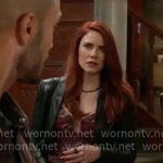 Sally's burgundy floral dress on The Young and the Restless