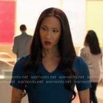 Sofia’s teal blue v-neck sheath dress on Loot