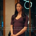 Sofia’s burgundy v-neck dress on Loot