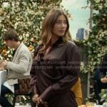 Steffy’s brown satin shirtdress on The Bold and the Beautiful