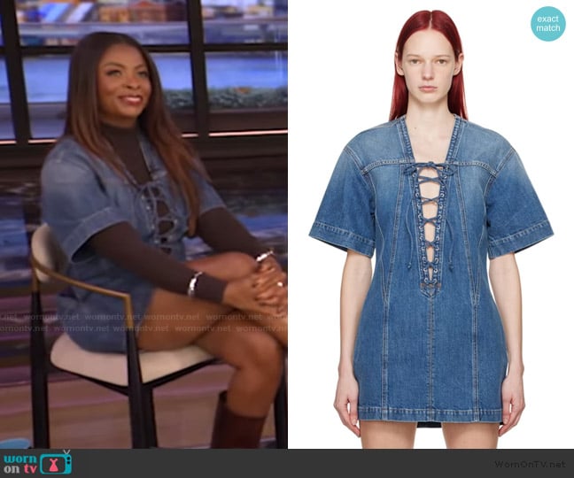 Janelle’s denim lace-up dress on Live with Kelly Janelle’s denim lace-up dress on Live with Kelly