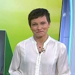 Stephanie’s white button down satin blouse on Today