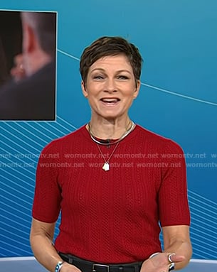 Stephanie's red short sleeve sweater on Today