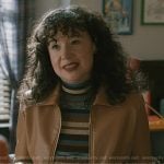 Marissa’s striped sweater and beige leather jacket on Elsbeth