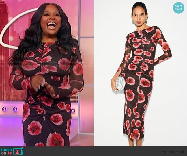 Suboo Frida Ruched Front Midi Dress worn by Sherri Shepherd on Sherri