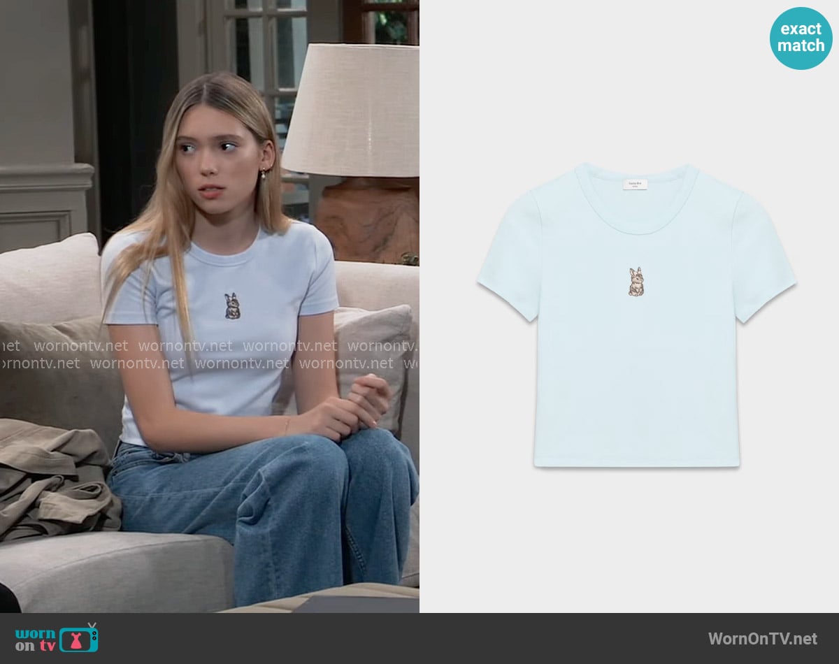 Sunday Best at Aritzia Besthug™ Little Ribbed Icon T-shirt worn by Charlotte Cassadine (Bluesy Burke) on General Hospital
