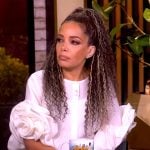 Sunny’s white ruffle sleeve top on The View