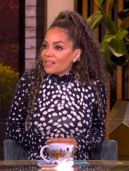 Sunny’s black animal print mesh dress on The View