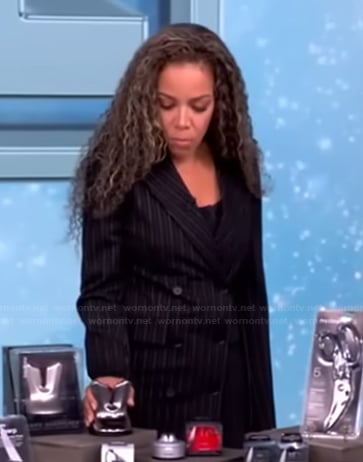 Sunny’s black pinstripe double breasted blazer on The View