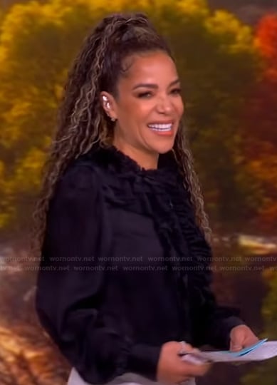 Sunny's black ruffled blouse on The View