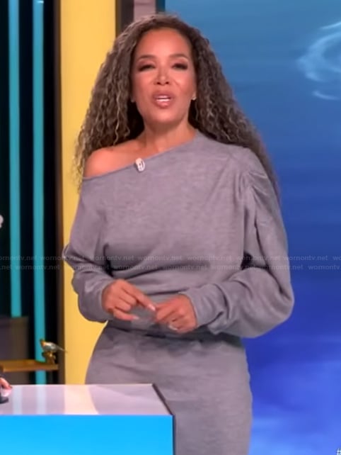 Sunny’s gray off shoulder dress on The View