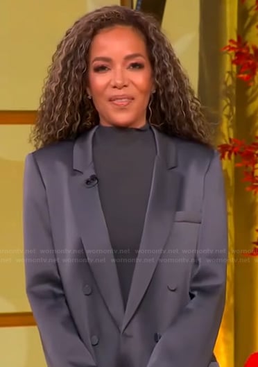 Sunny’s gray satin blazer and dress on The View