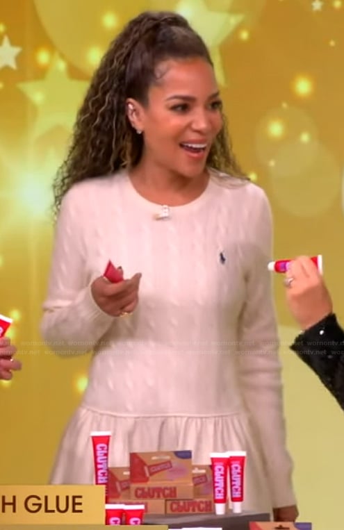 Sunny's white cableknit maxi dress on The View