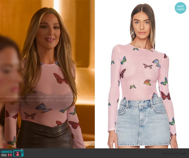 Superdown Ari Butterfly Mesh Top worn by Alex Halll (Alex Hall) on Selling the OC