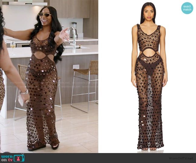 Keiarna’s black lace cutout dress on RHOP