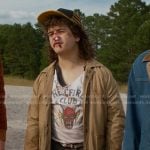 Dustin’s Hellfire Club tee and yellow baseball cap on Stranger Things