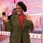 Tabitha Brown’s green monogram blazer on Sherri
