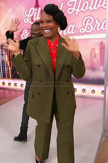 Tabitha Brown's green monogram blazer on Sherri