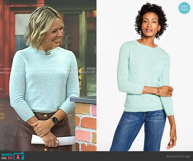 Talbots Audrey Cashmere Sweater in Light Soft Jade Heather worn by Dylan Dreyer on Today